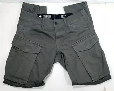 G-Star Raw Cargo Pocket Pants 3D Straight Tapered Mens 33X34 Military OD Green • $55.99