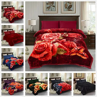 Thick Heavy  Blanket King/Queen 2 Ply Reversible Silky Mink Bedspread Bedding • $56.99