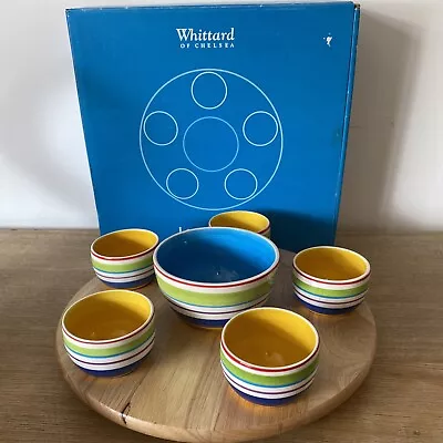 £28.99 • Buy Whittard Of Chelsea Wooden Lazy Susan With 6 Multicolured Ceramic Dip Bowls