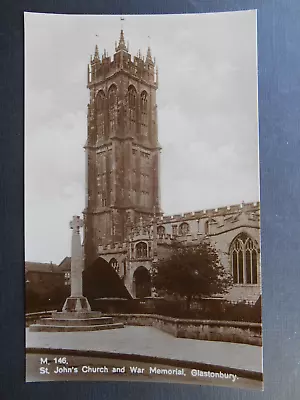 St Johns Church & War Memorial GLASTONBURY Somerset *Vintage* RP 1928 #M146 • £1.99