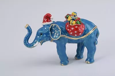 Keren Kopal Christmas Elephant Trinket Box Decorated With Austrian Crystals • $78