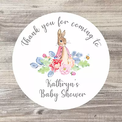 48 X Baby Shower Gender Reveal Personalised Stickers Peter Rabbit Thank You • £3.50