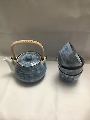 Blue Floral Japanese Tea Set Arita| Handmade & Painted In Japan Signed. • £20