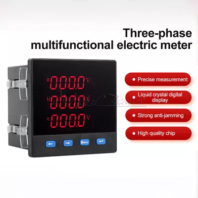 AC220V 3phase Digital Current Voltage Power Frequency Multi-function Meter RS485 • $28.20