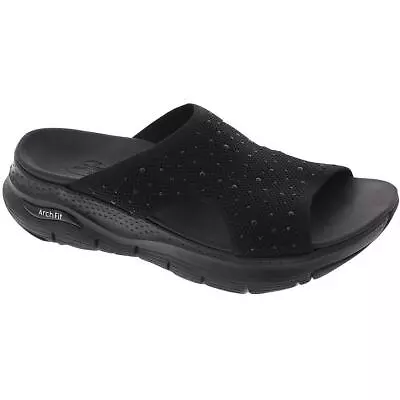 Skechers Womens Cali Arch Fit Black Slide Sandals Shoes 9 Medium (BM) BHFO 9315 • $21.99