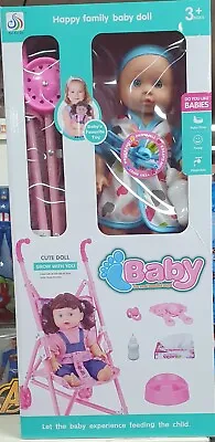 My First Dolls Pram & Doll Set - Girls Toy Stroller - Baby Doll Push • £22