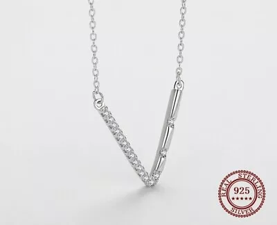 Genuine 100% Sterling Silver  V- Shape Necklace • £19.20