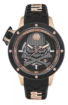 Philipp Plein Mens  IP Rose Gold 46mm Strap Fashion Watch • $337.50