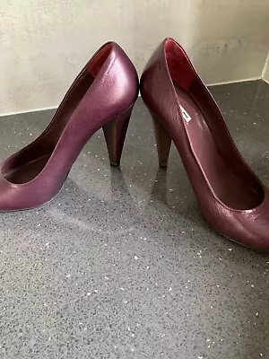 Mui Mui Plum Leather Court Shoes Size 4 • £59.99