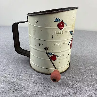 Vintage Bromwell’s APPLE Themed Measuring 3-Cup Flour Sifter Rustic Farmhouse • $13.99