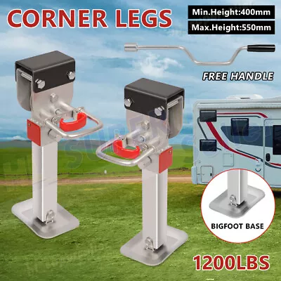 1200LBS 400-550mm Drop Down Corner Legs W/Handle Steel Base Caravan Stabilizer • $114.91