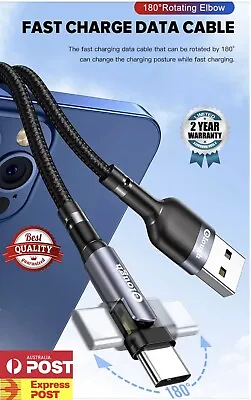 $8.49 • Buy Braided 180° Degree Angle USB C Type C Fast Data Snyc Charger Charging Cable 