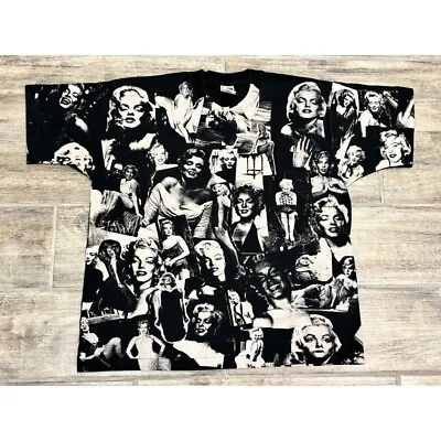 Vintage Marilyn Monroe All Over Print AOP Single Stitch 1993 Shirt XL Black • $179