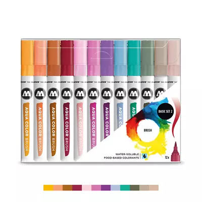 Molotow AQUA COLOR Brush Water-based Ink Markers BASIC SET 2 Graffiti Art • $39.99