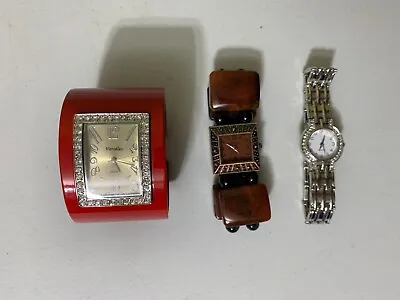 LOT OF 3 VTG MANUAL WIND LADIES WRISTWATCHES VARSALES Cuff TRENDZ HABAND • $10.95