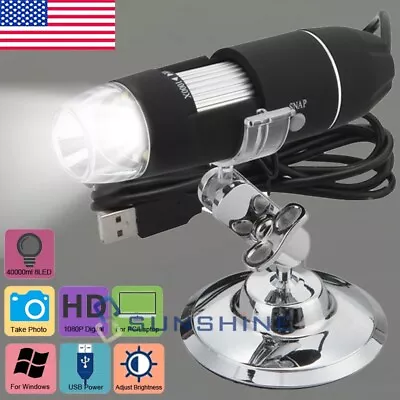 40000ML Digital Microscope USB 8LED Light - 3MP 1000X Endoscope Camera Magnifier • $21.79