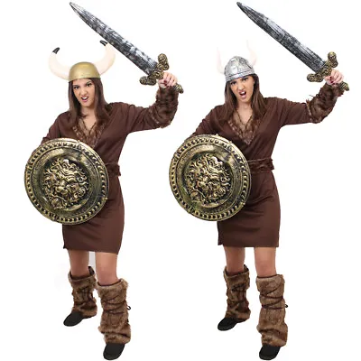 Ladies Viking Costume Medieval Warrior Fancy Dress Outfit Choose Accessories • £22.99