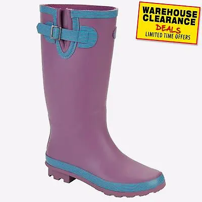 Stormwells Blizzard Womens Classic Fashion Wellington Rainboots Pink Wide Fit • £23.99