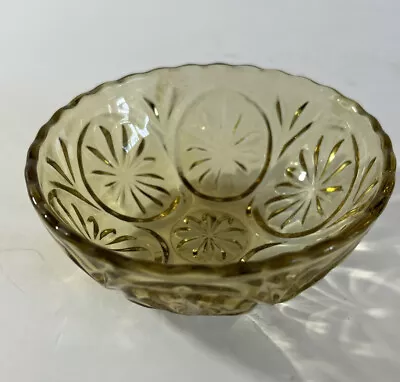 Vintage Depression Glass Amber Starburst Candy Bowl 4.5” • $19.99