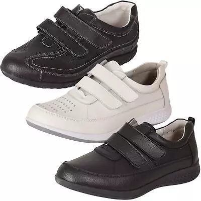 Ladies Trainers Extra Wide Fitting Leather EEE Leisure Sneaker Sports Shoes 3-9 • £24.99