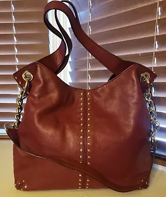 Michael Kors Large Leather Uptown Astor Studded Hobo Tote Handbag • $99