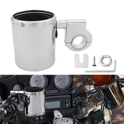 Universal Handlebar Drink Cup Holder Chrome For Harley Touring 7/8  1'' 1.25'' • $28.79