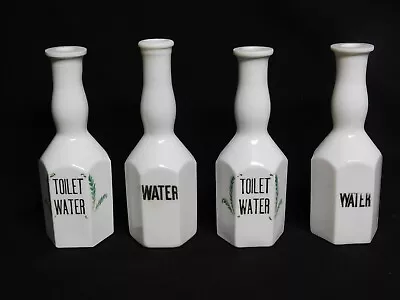 4 Antique Milk Glass Barber Bottles Toilet Water And Water Hand Painted 7.5 In • $84.95