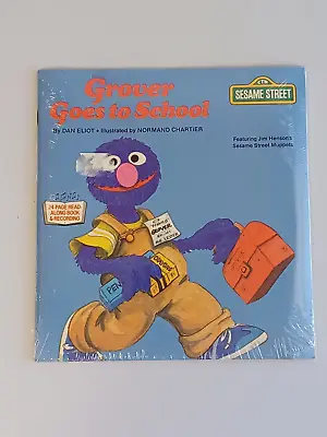 Sesame Street GROVER GOES TO SCHOOL Vintage Book & Record Set NOS • $18