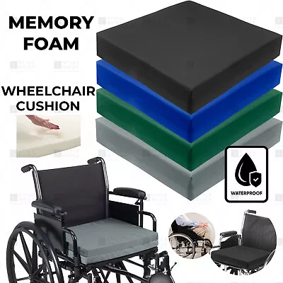 Memory Wheelchair Cushion Seat Pad Pressure Relief Waterproof Cover Multi Use • £14.99