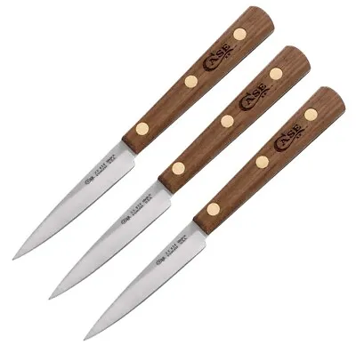 $68.69 • Buy 3 PACK Case XX Kitchen Paring Knife 3  Stainless Steel Spear Blade Walnut Handle
