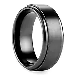 Men's 8mm Black Stepped Titanium Matte/Polished Wedding Band Ring • $10.95