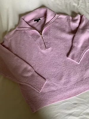 J Crew Half-Zip Pink Sweater Size Small Long Sleeves • $26