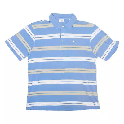 LACOSTE Mens Polo Shirt Blue Striped L • £25.99