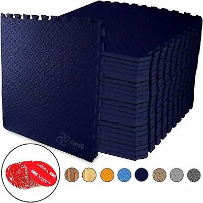 Interlocking NAVY Heavy Duty EVA Foam Gym Flooring Floor Mat Tiles 60X60X1 Cm • £18.95