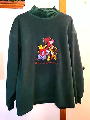 Vintage Disney Winnie The Pooh Eeyore Tigger Piglet  Holiday Sweatshirt Green  • $12