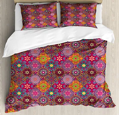 Moroccan Duvet Cover Set With Pillow Shams Vibrant Artistic Folk Print • $89.99