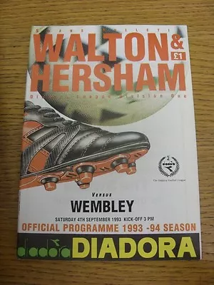 04/09/1993 Walton And Hersham V Wembley  . Item Appears To Be In Good Condition • £3.99