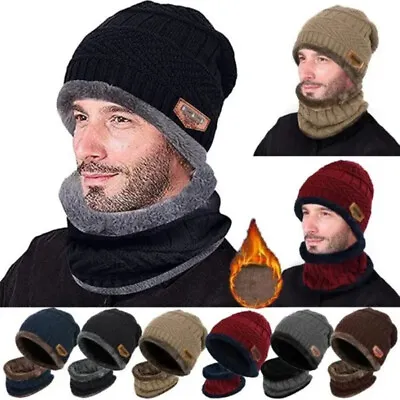 2PCS Men Women Beanie Hat And Neck Scarf Knitted Set Winter Warmer Sets • £6.59