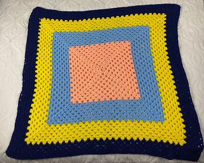 Handmade Crochet Throw Blanket Square Center Multicolored • $15.70