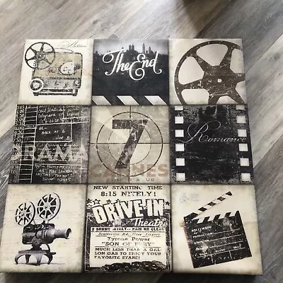 Movie/ Theater Room Canvas Sign Cinema Hollywood Movie Reel. Wall Decoration. • $28.95