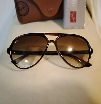 $80 • Buy RayBan Cat 5000 Tortoiseshell Frame Brown Gradient Lens Sunglasses 60mm RB4125