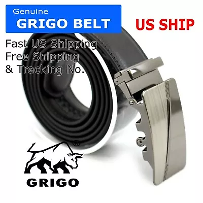 Men's Automatic Click Lock Buckle Waist Strap Dress Comfort Black Belt Casual • $8.75