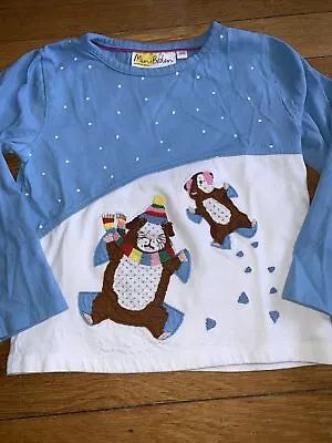 Mini Boden Girls Front And Back Appliqué Shirt Blue Guinea Pigs Size 3-4 • $12.99