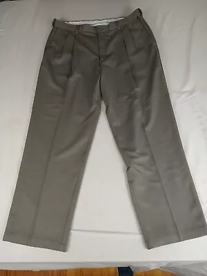 Haggar Dress Pants Mens 40x32 Olive Pleated Straight Classic Elastic Side Waist  • $14.95