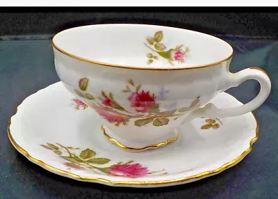 Vintage Royal Rose Fine China Japan Cup And Saucer W/Gold Trim (Moss Rose) • $8.50