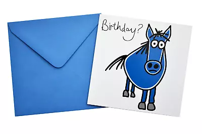 SINGLE HORSE Birthday Card. Aqua Blue Coloured Envelope. • £1.99