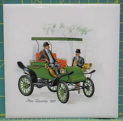 H&R Johnson Ltd Pope-Waverley 1907 Electric Car 6  Cushion Wall Tile Trivet • $11.35