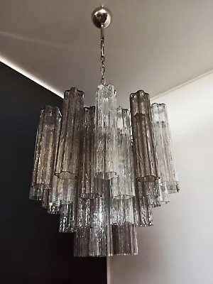 Fantastic Murano Glass Tube Chandelier - 36 Smoked And Clear Glass Tube • £730