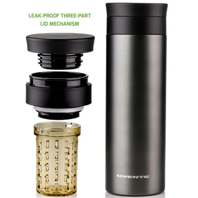 $17.99 • Buy Ovente Vacuum Insulated Mug 16 Ounce Tumbler With Tea Infuser Gunmetal MSA16G