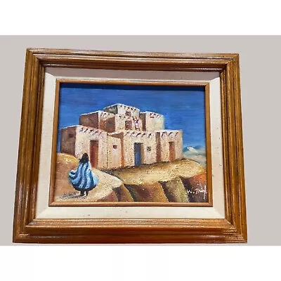 Original Signed OIl Painting Mexican Themed Vibrant Color Castle On A Cliff • $95.99